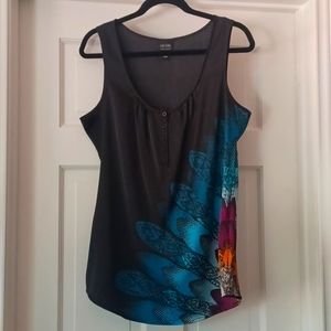 Black satiny Nicole Miller tank, size M